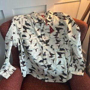 Woolrich Cream Bird Print Casual Shirt